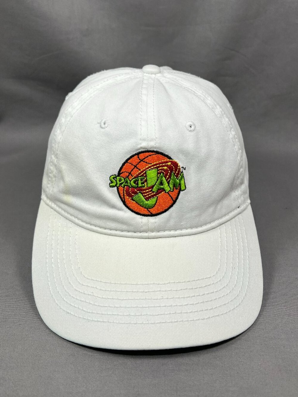 Vintage 1996 Space Jam Movie Hat White Adjustable Warner Bros Strapback Dad Cap